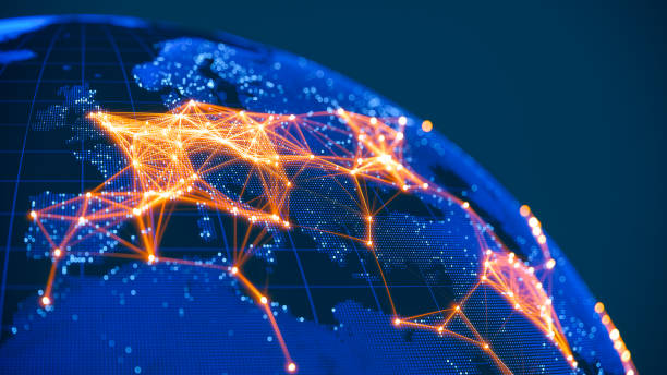 Abstract Earth view from space with connections from major cities.
(World Map Courtesy of NASA: https://visibleearth.nasa.gov/view.php?id=55167)